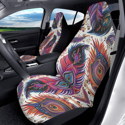 Tribal Feathers Car Seat Cover - Front Seat Cover or Full Set Front and Back Seat Cover Front Universal Fit