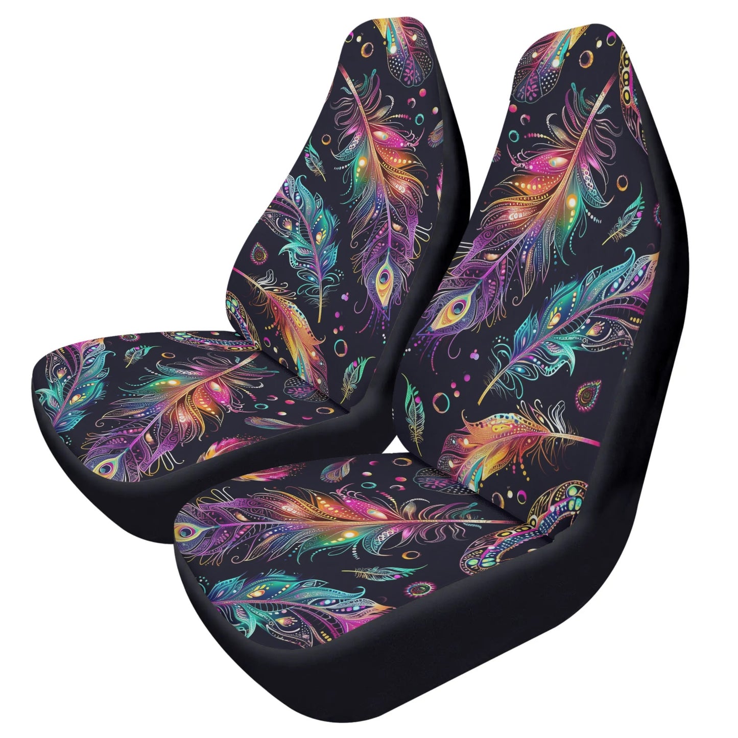Mystical Bright Feathers Car Seat Cover - Front Seat Cover or Full Set Front and Back Seat Cover Universal Fit