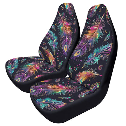 Mystical Bright Feathers Car Seat Cover - Front Seat Cover or Full Set Front and Back Seat Cover Universal Fit