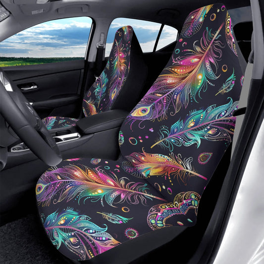 Mystical Bright Feathers Car Seat Cover - Front Seat Cover or Full Set Front and Back Seat Cover Universal Fit