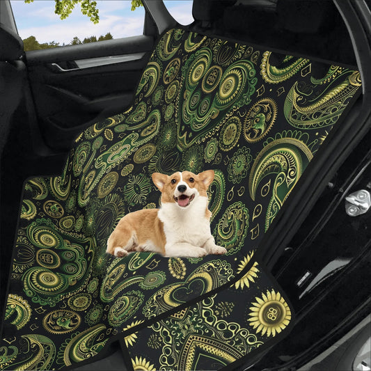 Paisley Vintage Green Pet Seat Cover - Waterproof Back Seat Cover Pet Hammock Dog Seat Protector