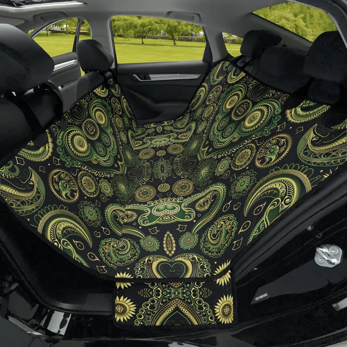 Paisley Vintage Green Pet Seat Cover - Waterproof Back Seat Cover Pet Hammock Dog Seat Protector