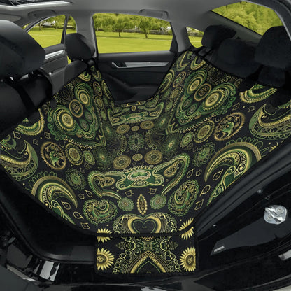 Paisley Vintage Green Pet Seat Cover - Waterproof Back Seat Cover Pet Hammock Dog Seat Protector