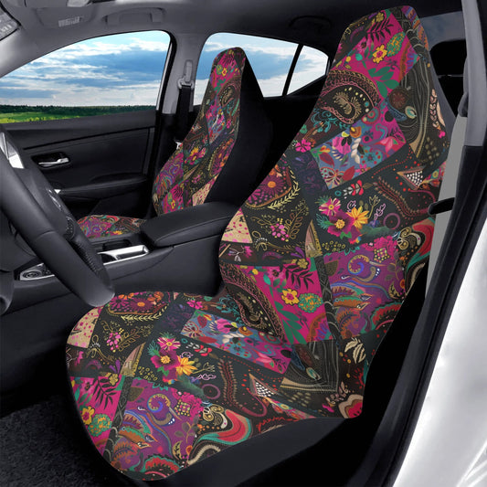 Dark Floral Patchwork Car Seat Cover - Front Seat Cover or Full Set Front and Back Seat Cover Universal Fit