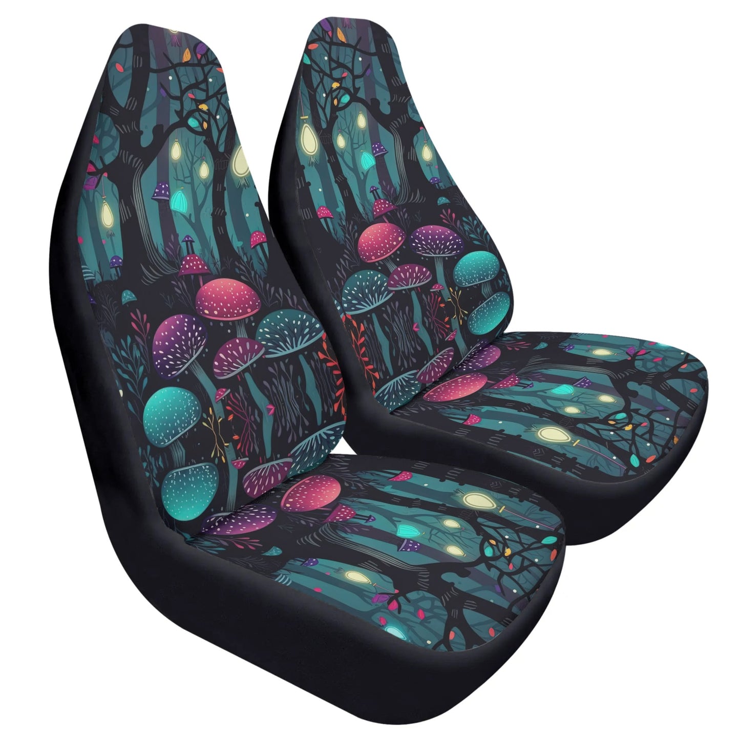 Glowing Mushroom Forest Car Seat Cover - Front Seat Cover or Full Set Front and Back Seat Cover Universal Fit