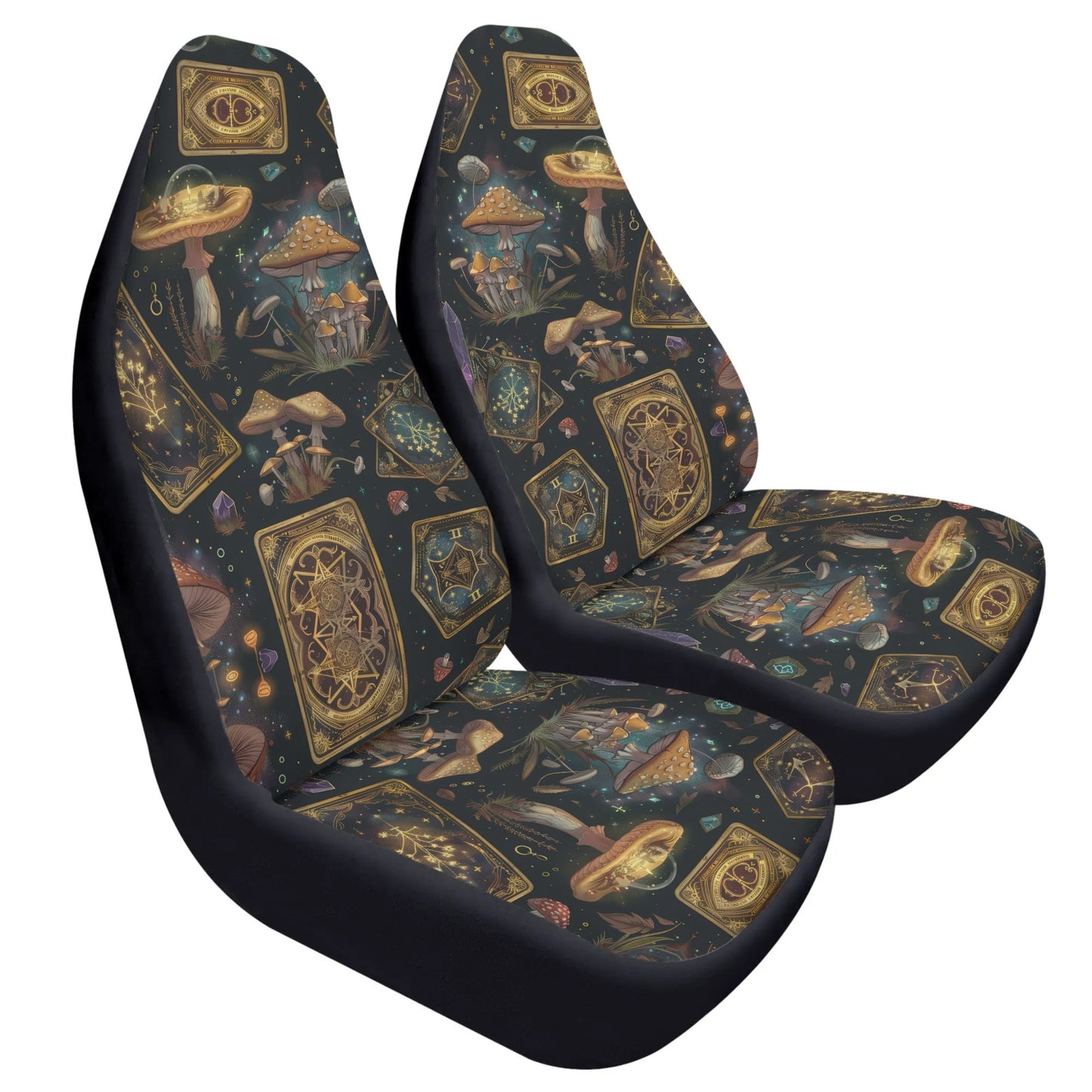 Witchy Mushroom Tarot Cards Car Seat Cover - Front Seat Cover or Full Set Front and Back Seat Cover Universal Fit