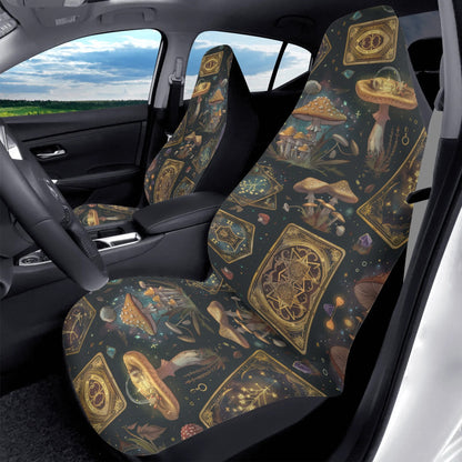 Witchy Mushroom Tarot Cards Car Seat Cover - Front Seat Cover or Full Set Front and Back Seat Cover Universal Fit