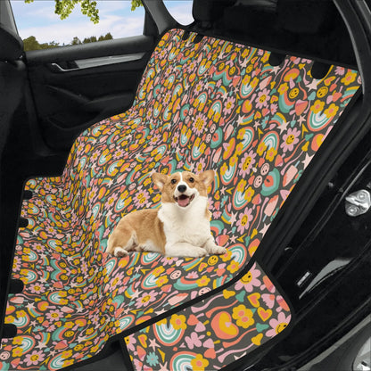 Groovy Flowers Pet Seat Cover - Car Back Seat Cover Pet Hammock Dog Seat Protector Automotive Car Interior Waterproof Cover