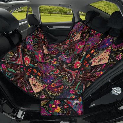 Dark Floral Patchwork Pet Seat Cover - Car Back Seat Cover Pet Hammock Dog Seat Protector Automotive Car Interior Waterproof Cover