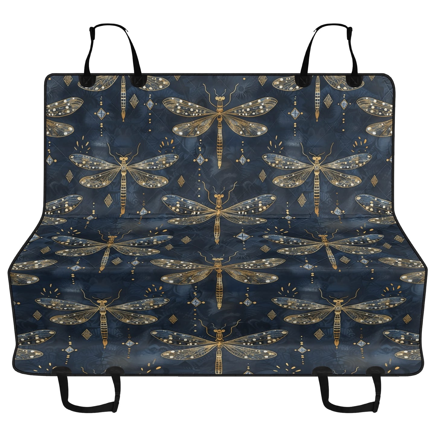Blue Gold Dragonfly Pet Seat Cover - Car Back Seat Cover Pet Hammock Dog Seat Protector Automotive Car Interior Waterproof Cover