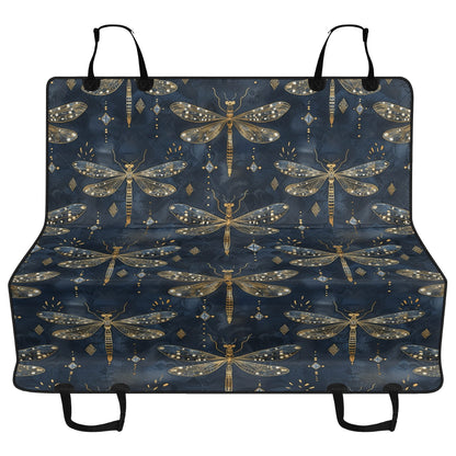 Blue Gold Dragonfly Pet Seat Cover - Car Back Seat Cover Pet Hammock Dog Seat Protector Automotive Car Interior Waterproof Cover