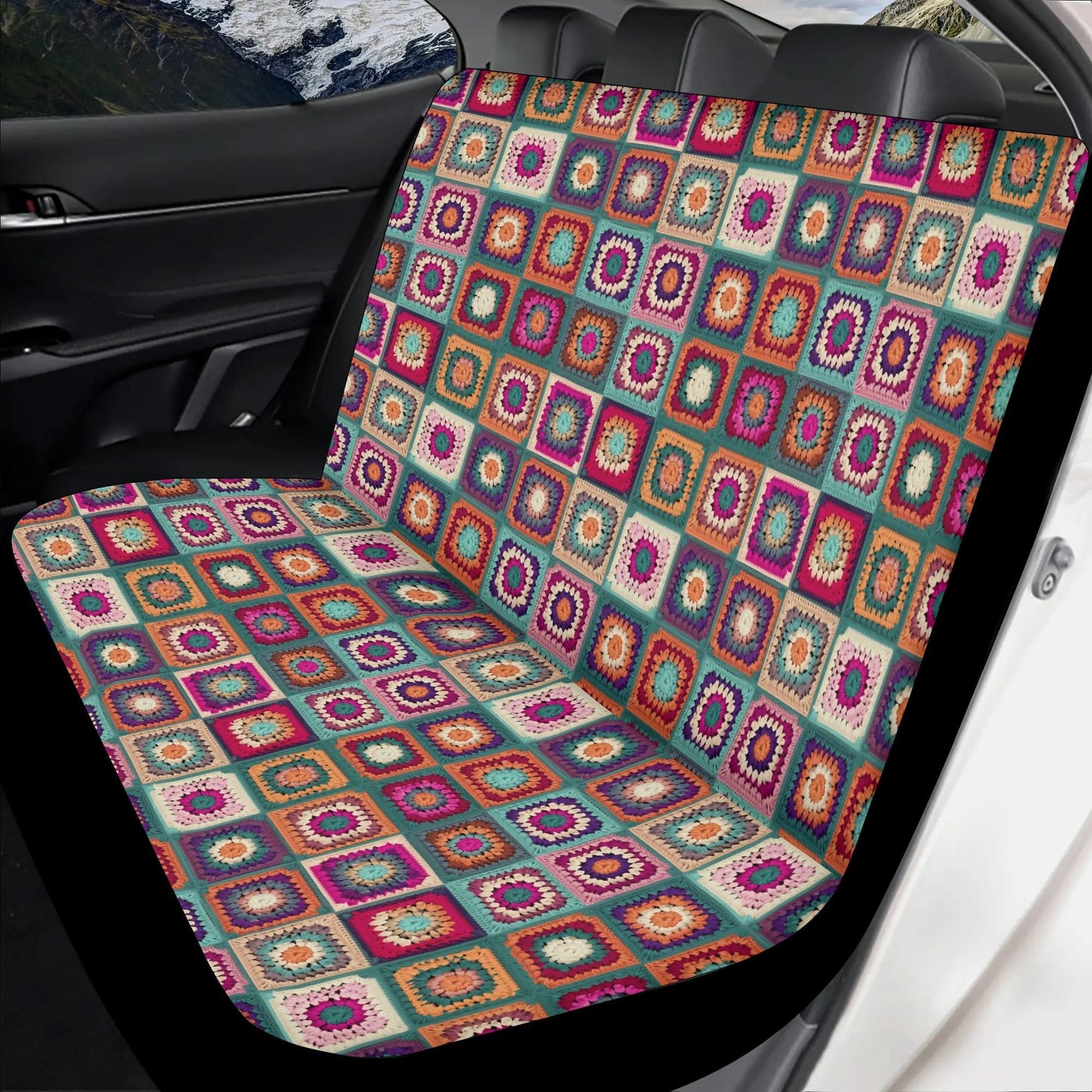Granny Squares Car Seat Covers - Front Seat Cover or Full Set Front and Back Seat Cover Front Seat Cover Universal Fit