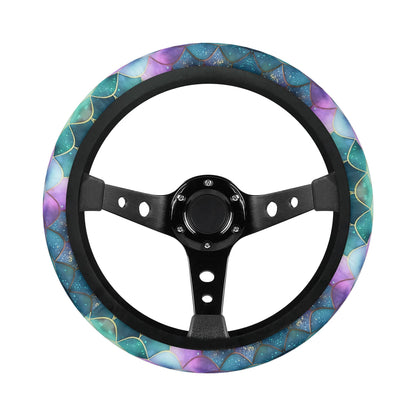 Mermaid Scales Purple Green Car Steering Wheel Cover