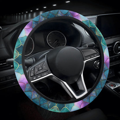 Mermaid Scales Purple Green Car Steering Wheel Cover
