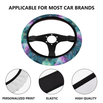 Mermaid Scales Purple Green Car Steering Wheel Cover