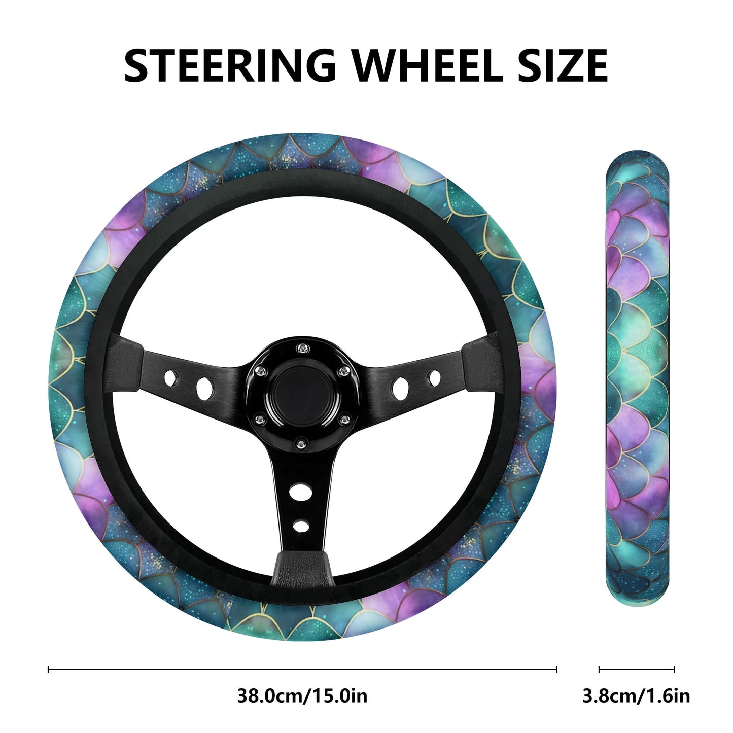 Mermaid Scales Purple Green Car Steering Wheel Cover