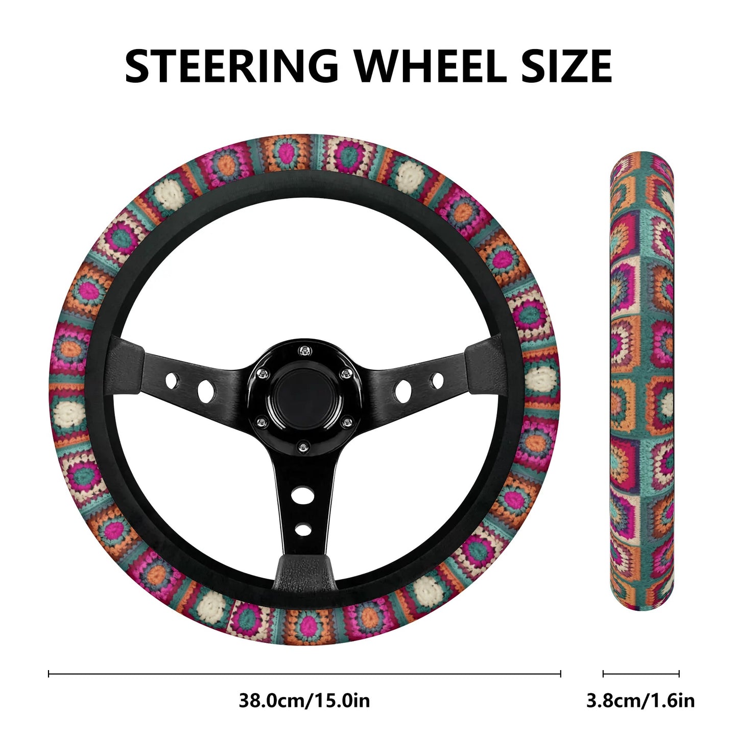 Granny Squares Car Steering Wheel Cover