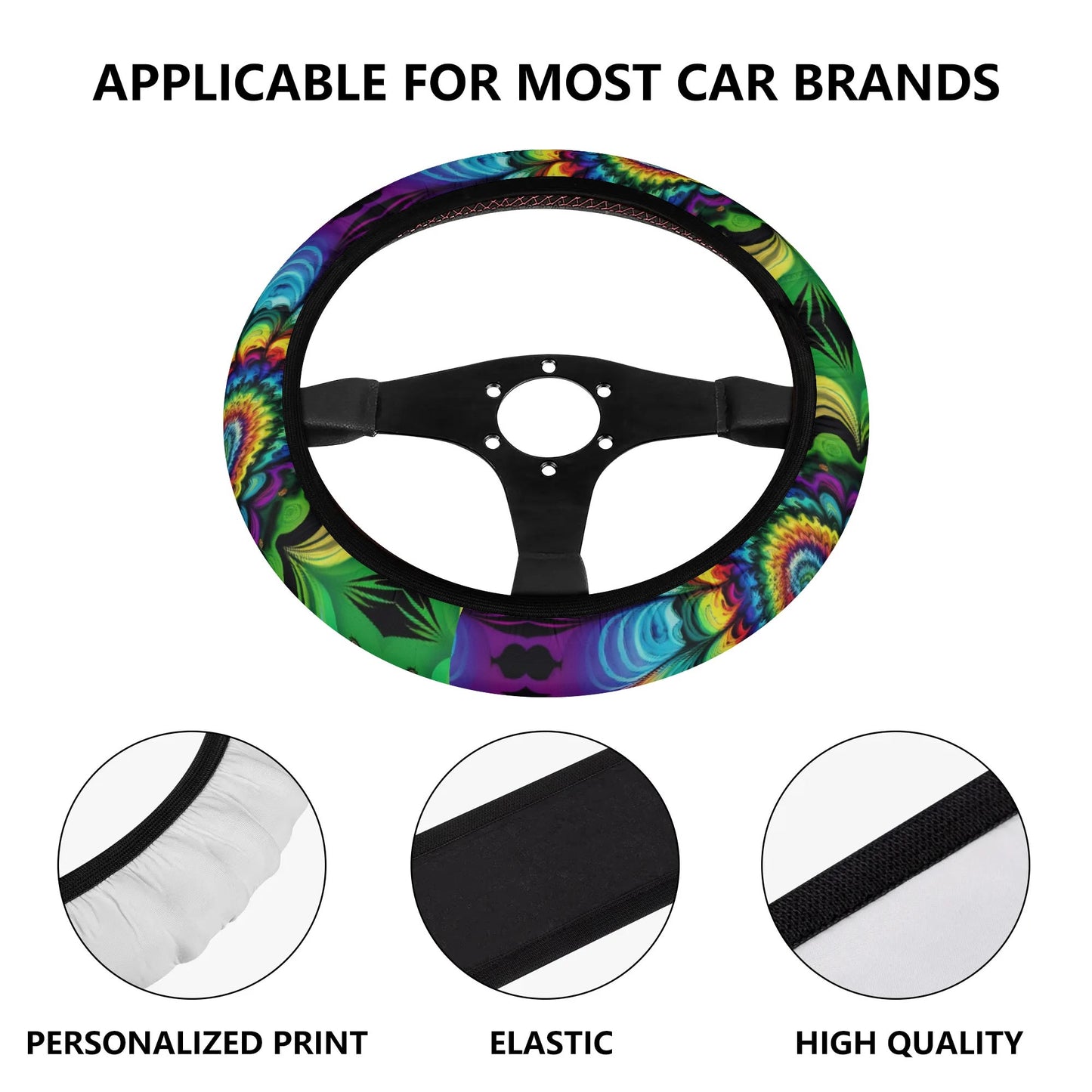 Rainbow Iron Cross Car Steering Wheel Cover
