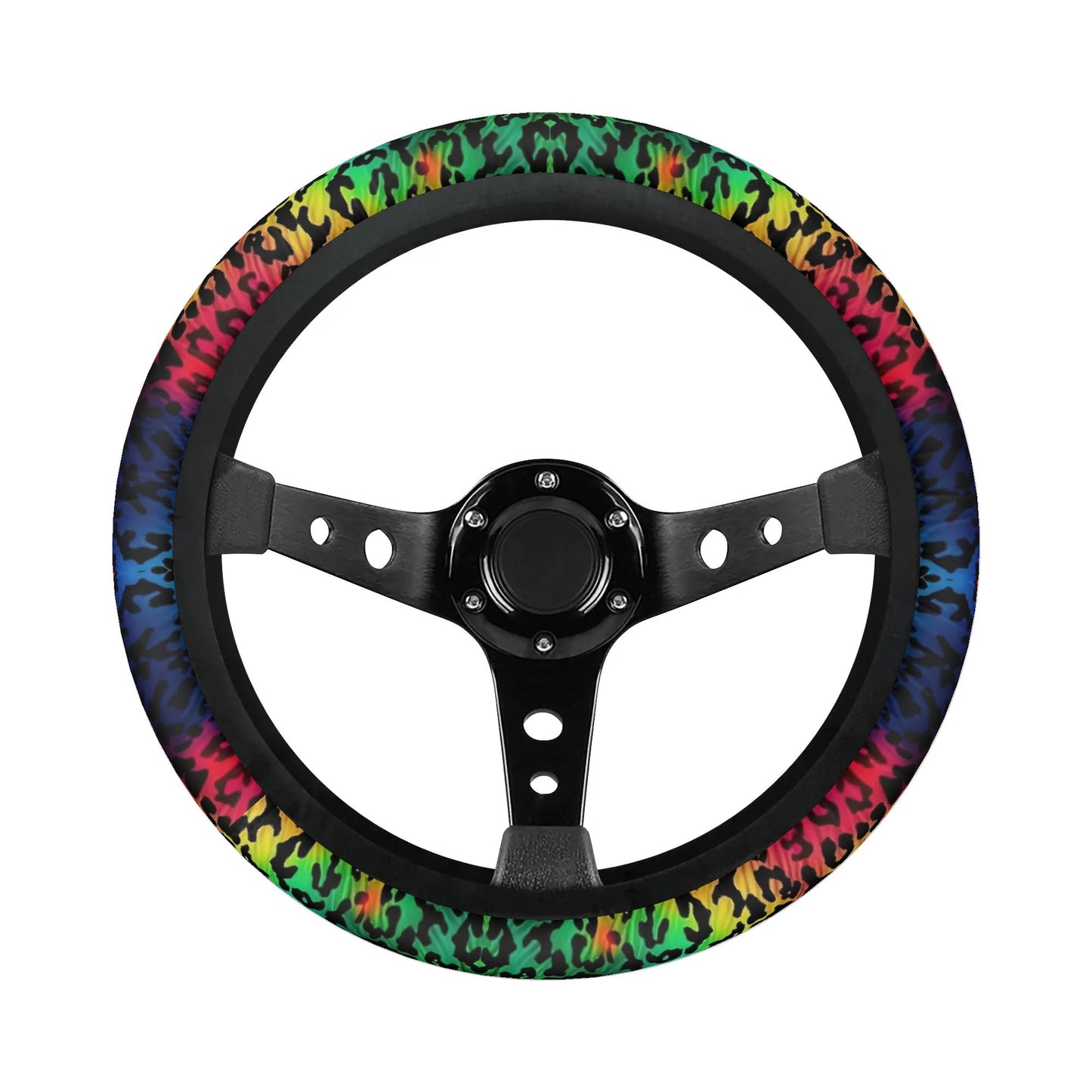 Bright Leopard Print Car Steering Wheel Cover