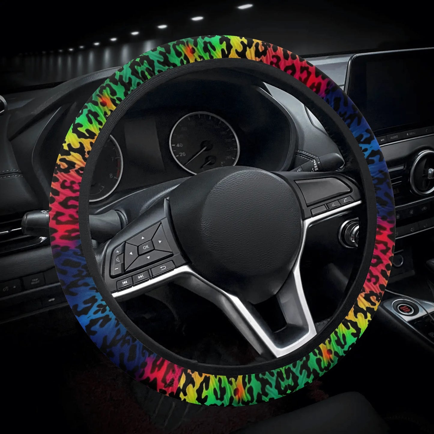 Bright Leopard Print Car Steering Wheel Cover