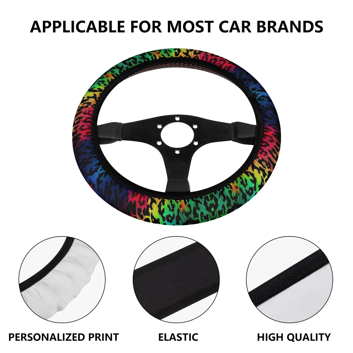 Bright Leopard Print Car Steering Wheel Cover