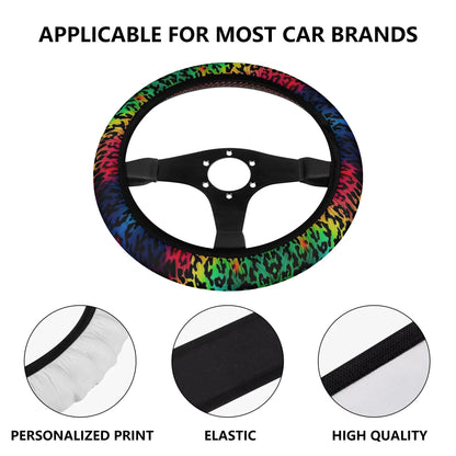 Bright Leopard Print Car Steering Wheel Cover