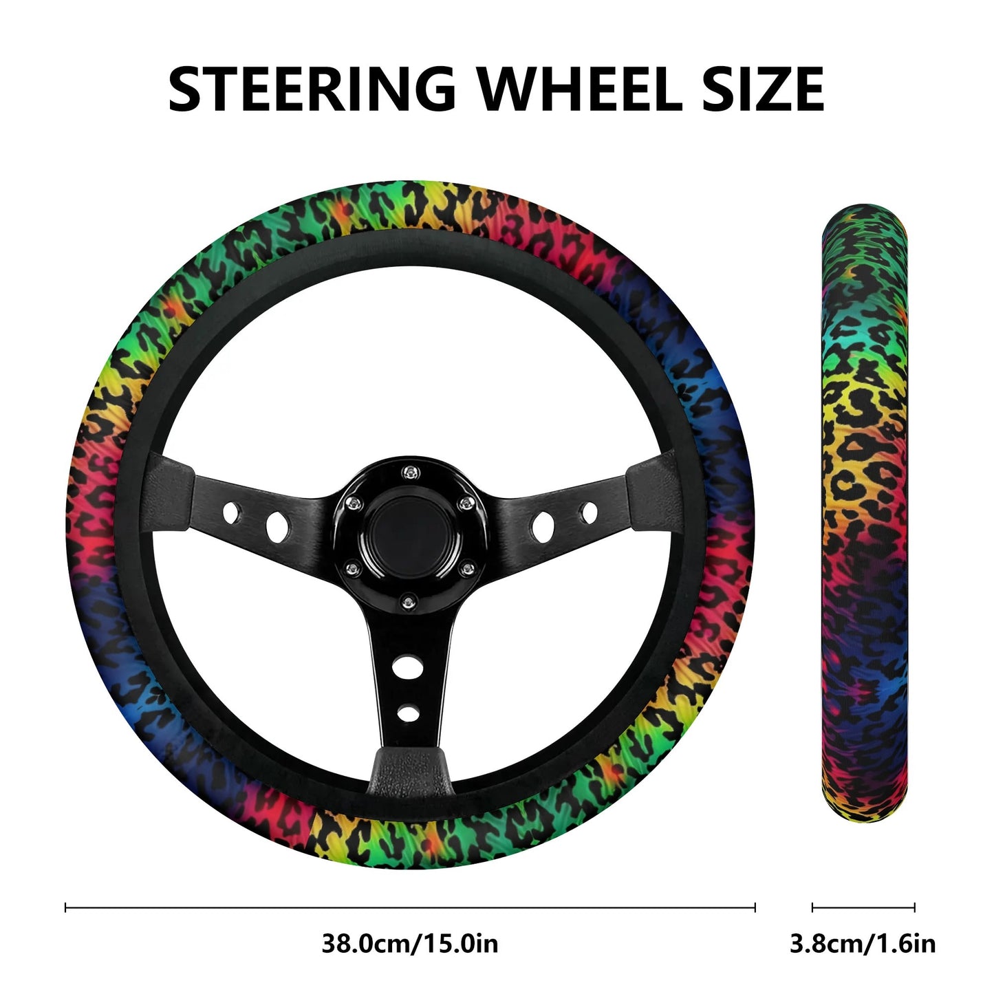 Bright Leopard Print Car Steering Wheel Cover