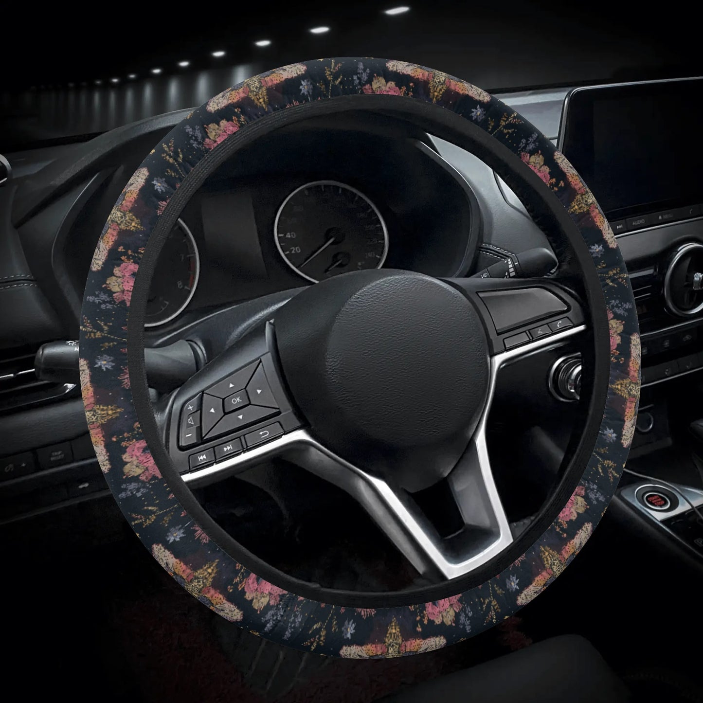 Luna Moth Pink Car Steering Wheel Cover