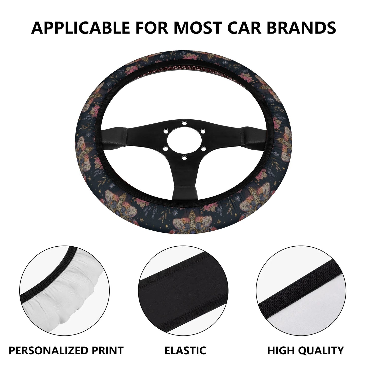 Luna Moth Pink Car Steering Wheel Cover
