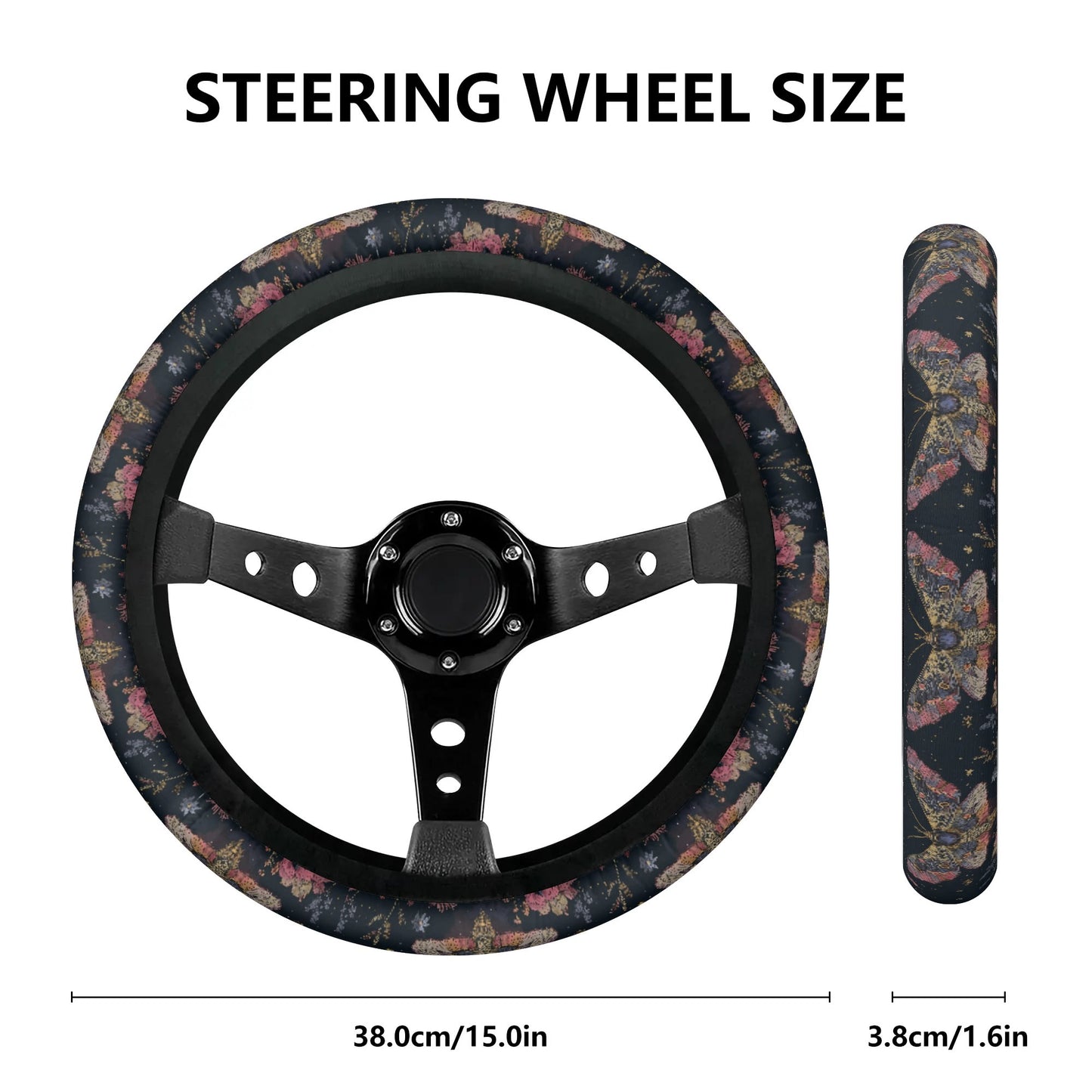 Luna Moth Pink Car Steering Wheel Cover