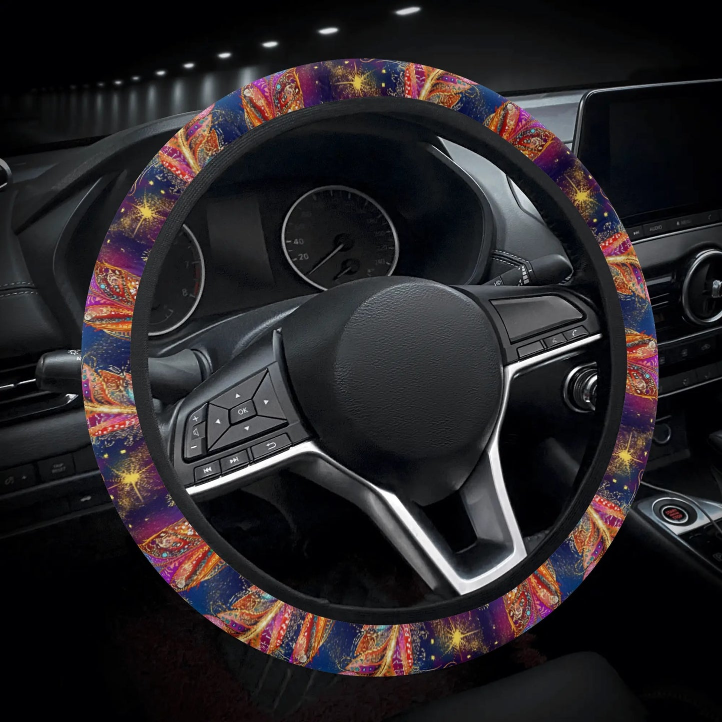 Mystical Vibe Feathers Car Steering Wheel Cover