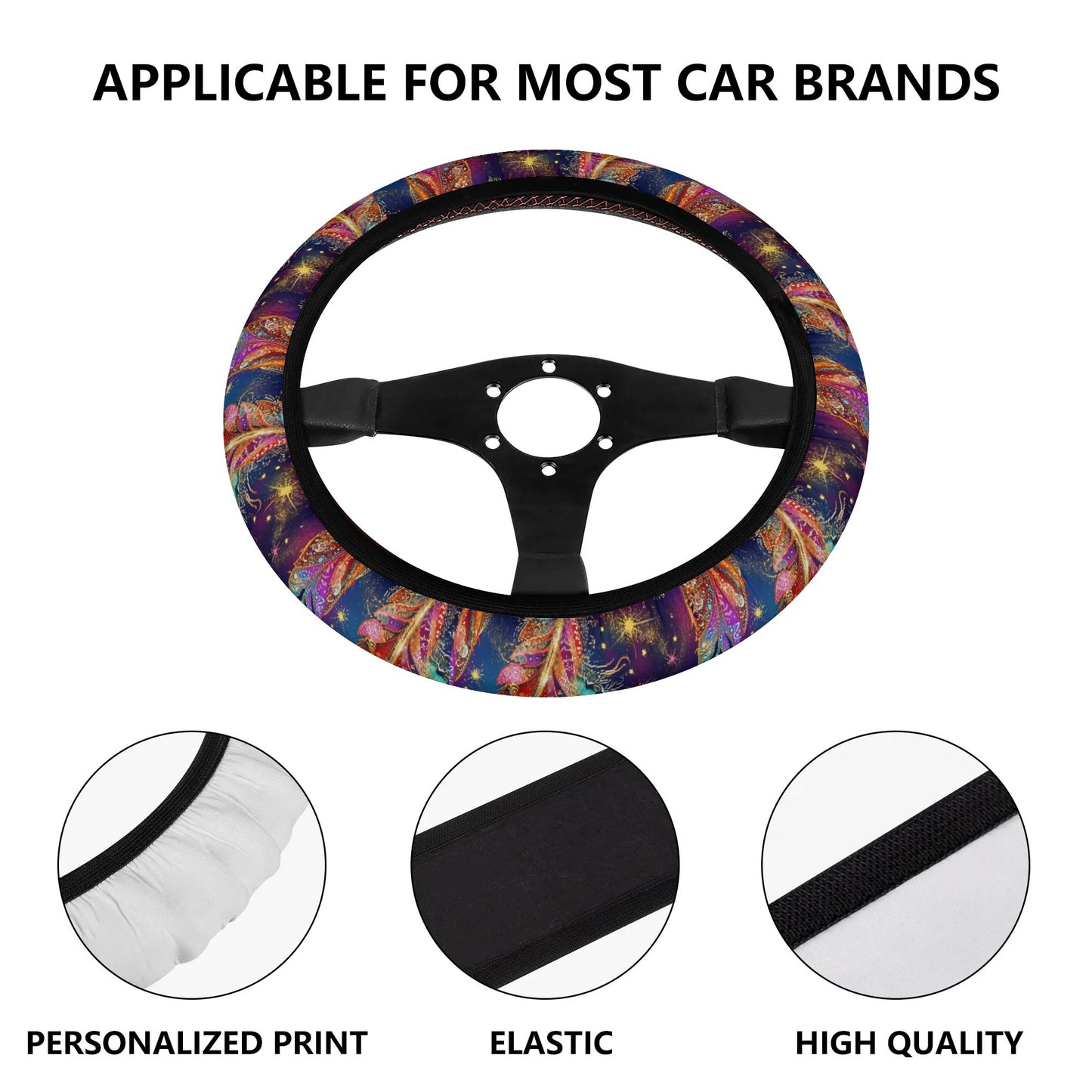 Mystical Vibe Feathers Car Steering Wheel Cover