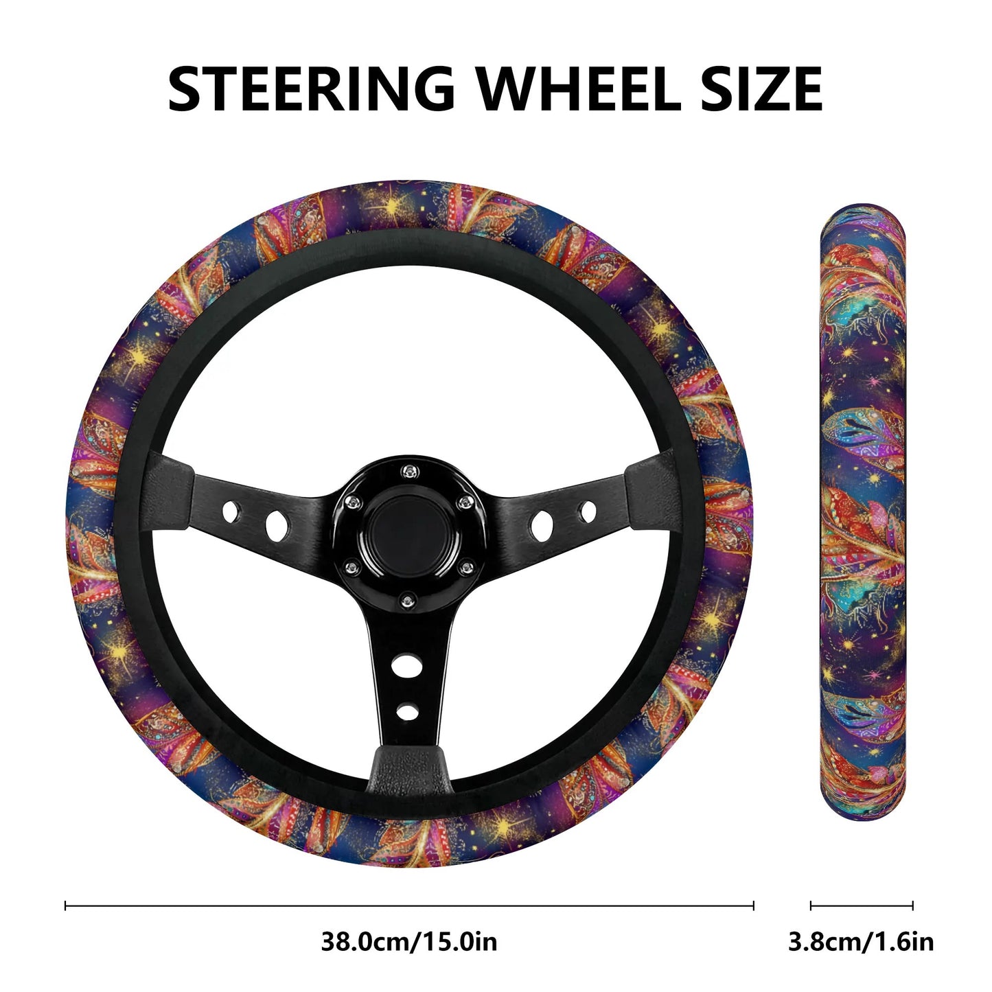 Mystical Vibe Feathers Car Steering Wheel Cover