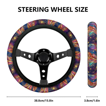 Mystical Vibe Feathers Car Steering Wheel Cover