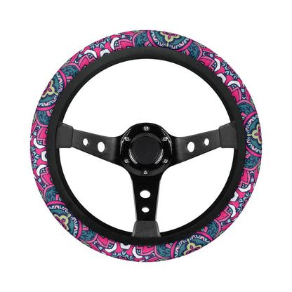 Funky Pink Mandala Car Steering Wheel Cover