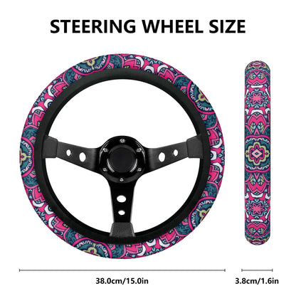 Funky Pink Mandala Car Steering Wheel Cover