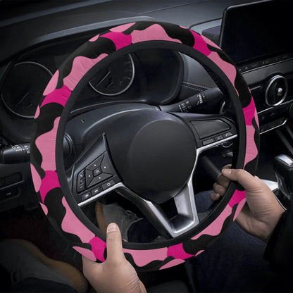Pink & Black Camo Car Steering Wheel Cover