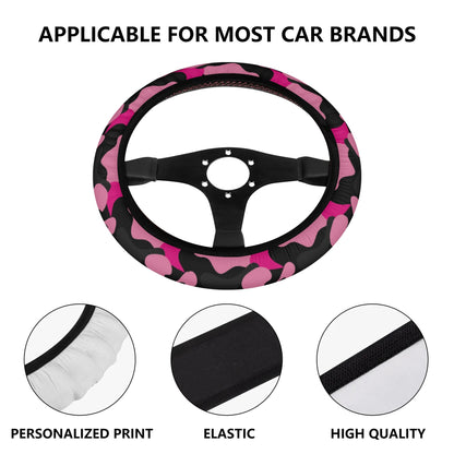 Pink & Black Camo Car Steering Wheel Cover