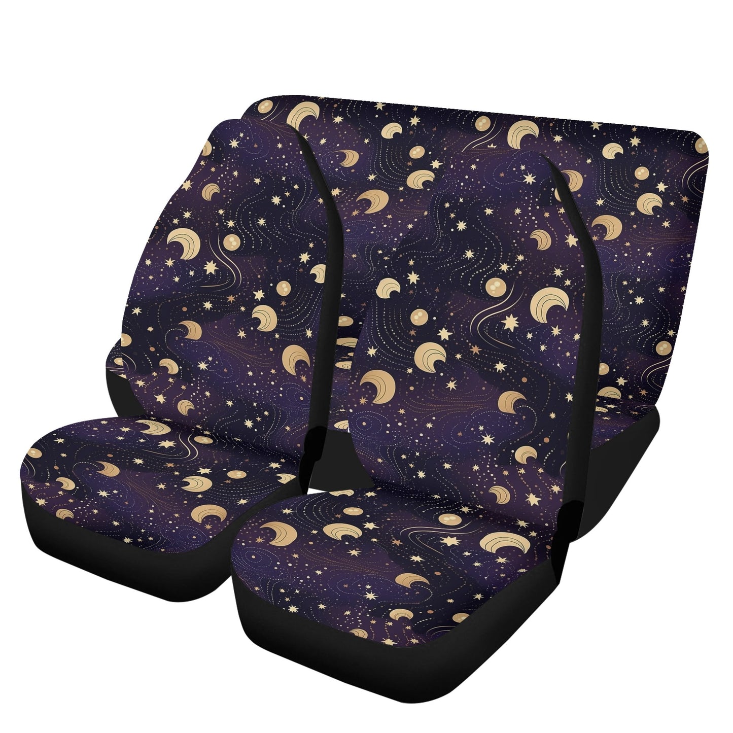 Stars Moon Celestial Sky Car Seat Covers - Front Seat Cover or Full Set Front and Back Seat Cover Universal Fit