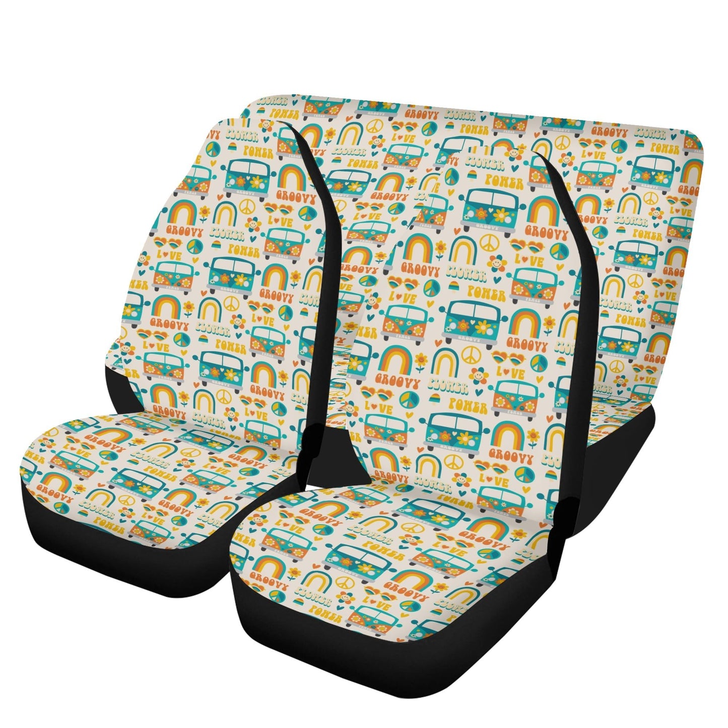 Hippy Camper Car Seat Covers - Front Seat Cover or Full Set Front and Back Seat Cover Front Seat Cover Universal Fit