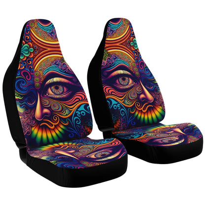 Psychedelic Face Car Seat Cover - Front Seat Cover or Full Set Front and Back Seat Cover Universal Fit