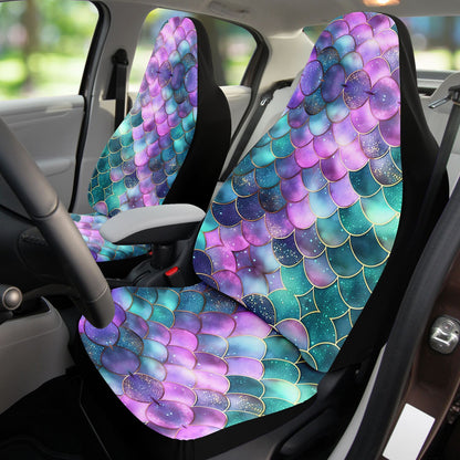 Mermaid Scales Purple Green Car Seat Covers - Front Seat Cover or Full Set Front and Back Seat Cover Universal Fit