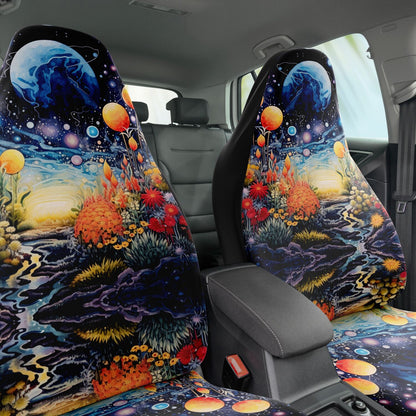 Moon Scape Car Seat Cover - Front Seat Cover or Full Set Front and Back Seat Cover Universal Fit