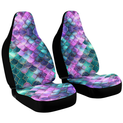 Mermaid Scales Purple Green Car Seat Covers - Front Seat Cover or Full Set Front and Back Seat Cover Universal Fit