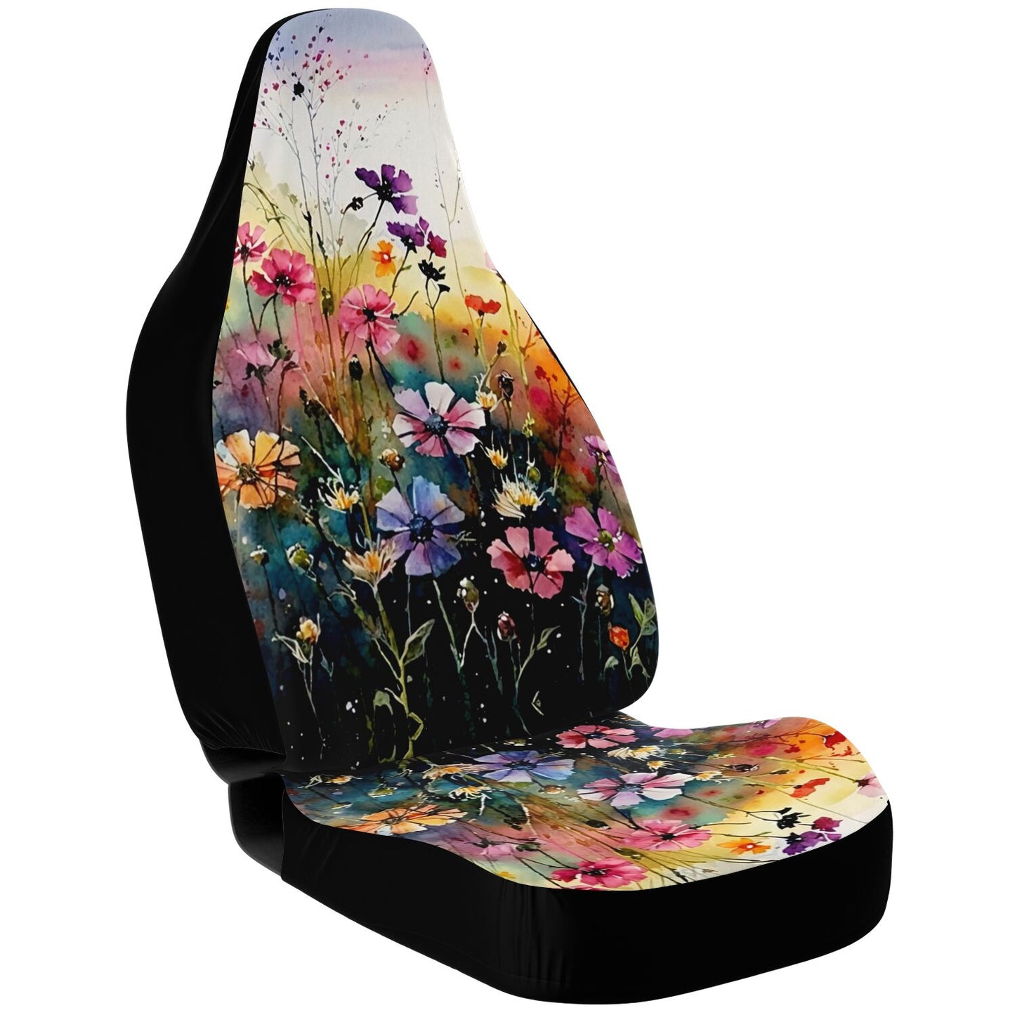 Wild Flower Meadow Car Seat Covers - Front Seat Cover or Full Set Front and Back Seat Cover Universal Fit