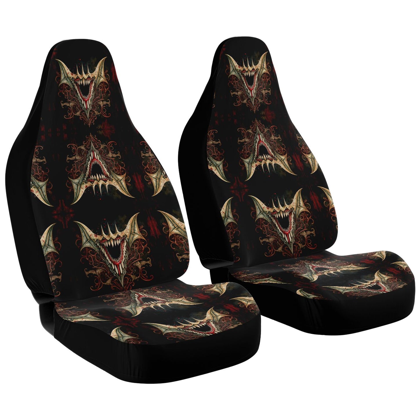 Vampire Fangs Car Seat Cover - Front Seat Cover or Full Set Front and Back Seat Cover Universal Fit