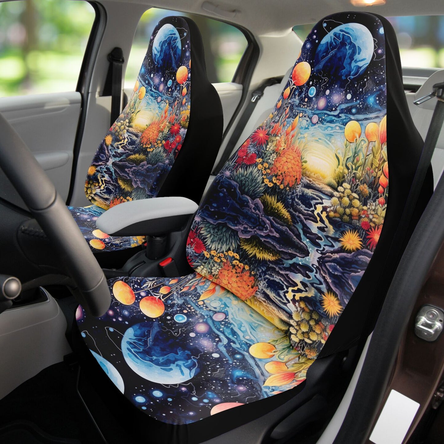 Moon Scape Car Seat Cover - Front Seat Cover or Full Set Front and Back Seat Cover Universal Fit