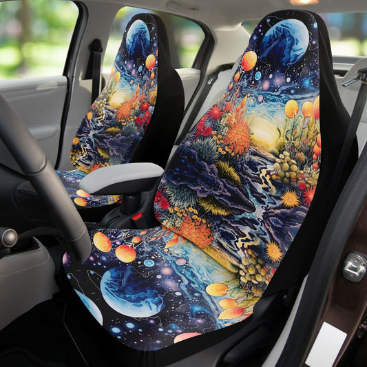 Moon Scape Car Seat Cover - Front Seat Cover or Full Set Front and Back Seat Cover Universal Fit