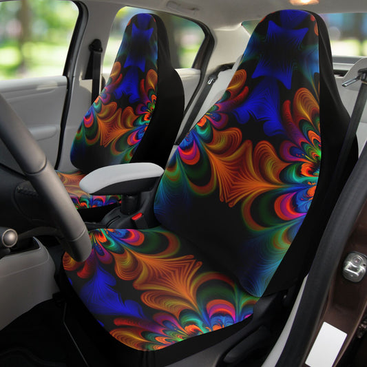 Orange Tie Dye Car Seat Cover - Front Seat Cover or Full Set Front and Back Seat Cover Universal Fit