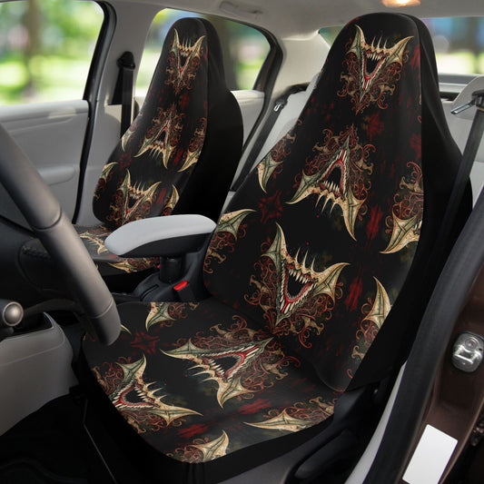 Vampire Fangs Car Seat Cover - Front Seat Cover or Full Set Front and Back Seat Cover Universal Fit